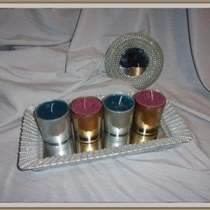 Metallic Ceramic Frame Mirror Tray, Glass Holders